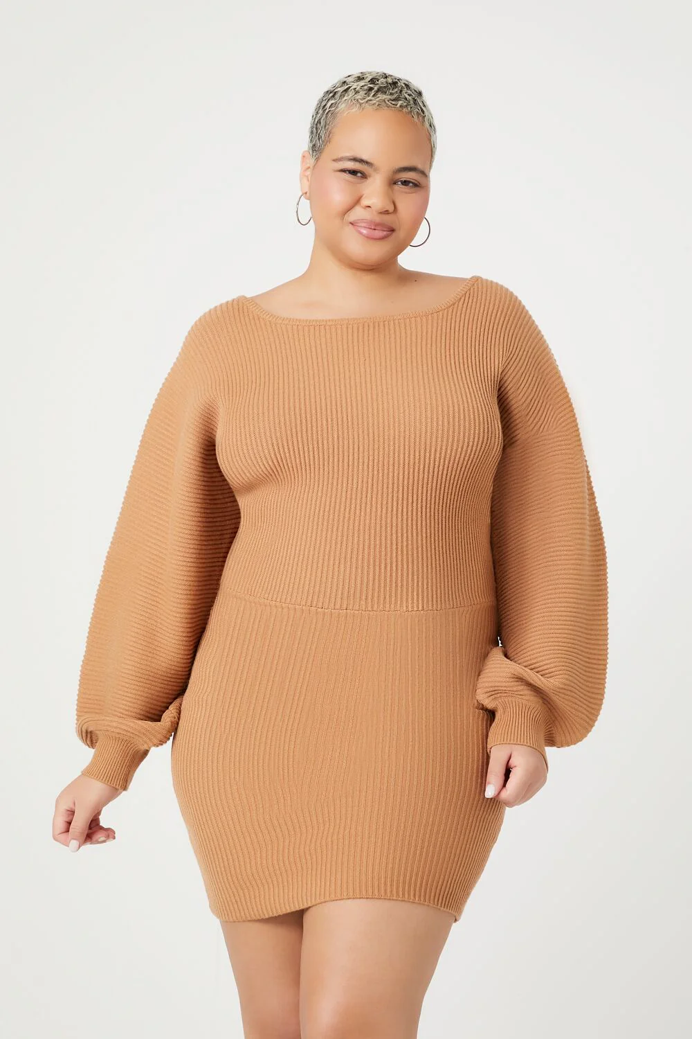 Plus Size Peasant-Sleeve Sweater Dress - Image 2
