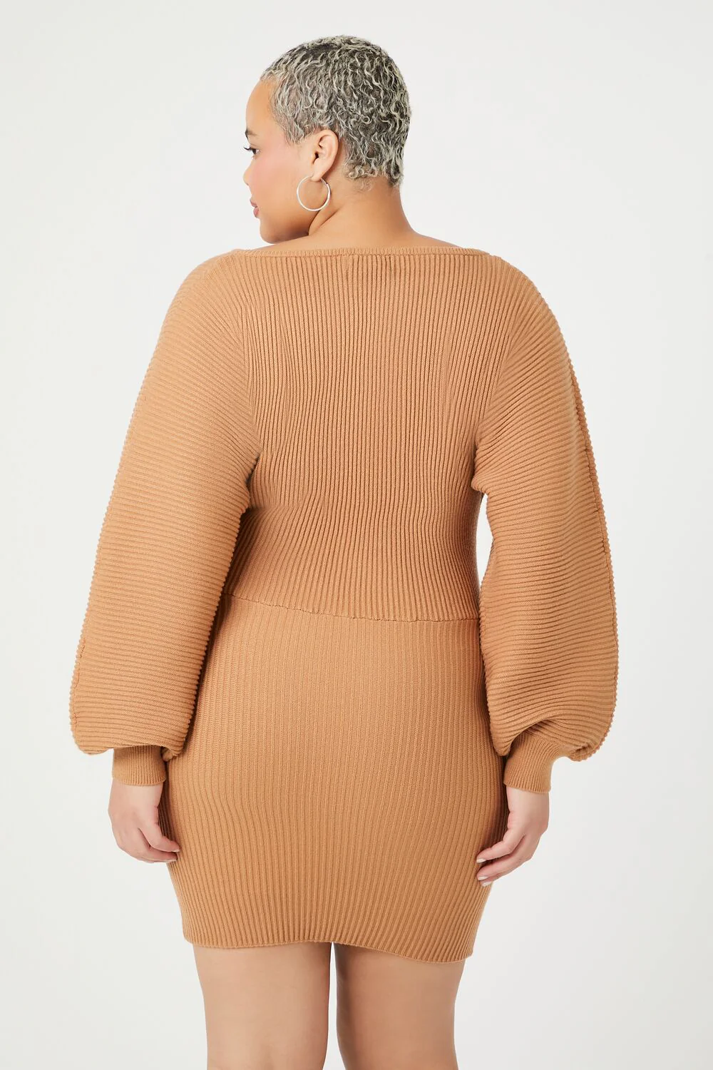 Plus Size Peasant-Sleeve Sweater Dress - Image 4