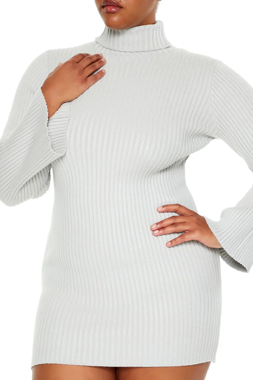 Plus Size Turtleneck Mini Sweater Dress - Image 5