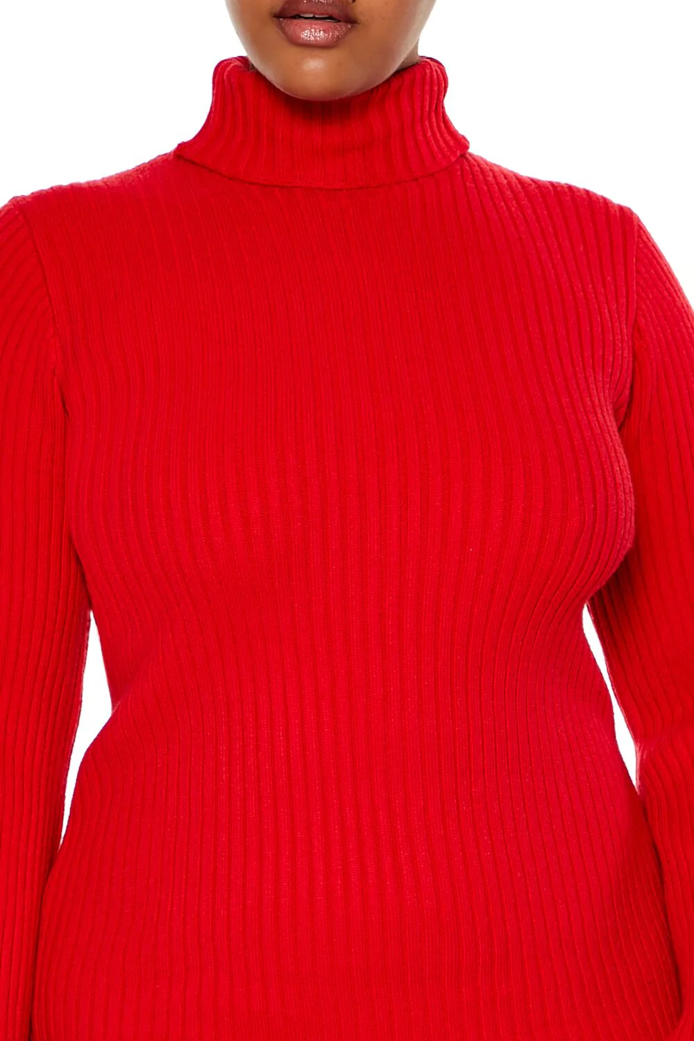 Plus Size Turtleneck Mini Sweater Dress - Image 9