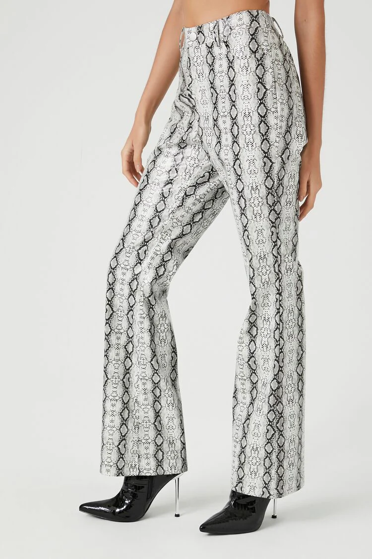 Faux Leather Snake Print Pants - Image 3