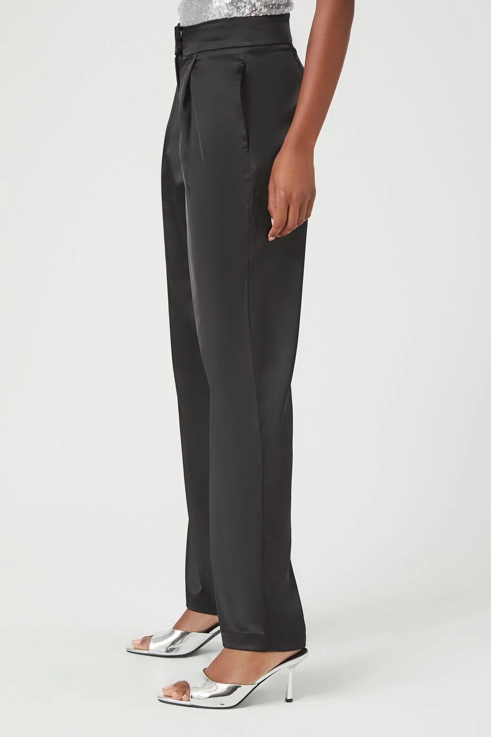 Satin High-Rise Straight Pants - Image 3