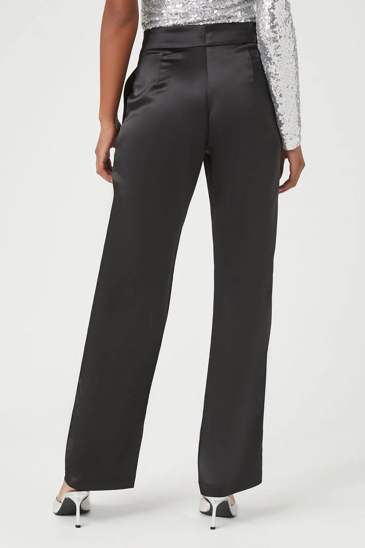 Satin High-Rise Straight Pants - Image 4