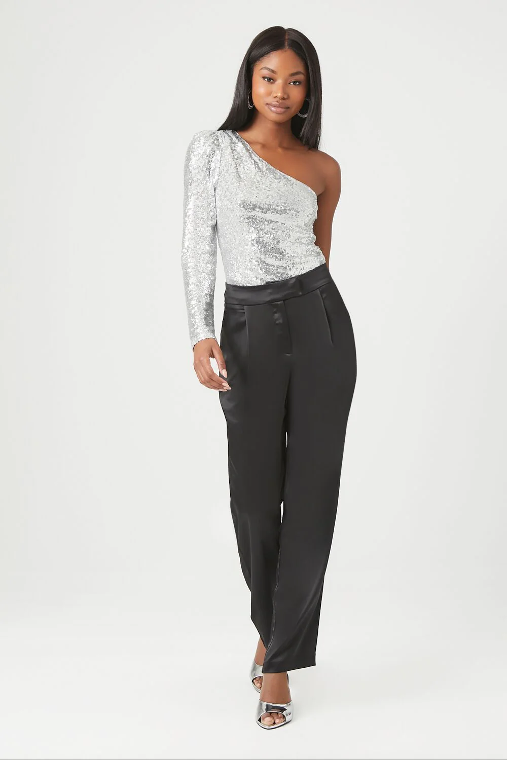 Satin High-Rise Straight Pants - Image 5