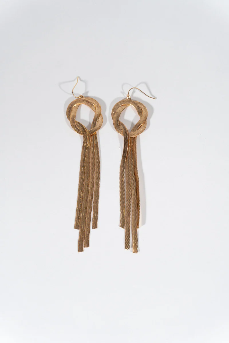 Gold Loop Cascade Dangle Earrings - Image 2