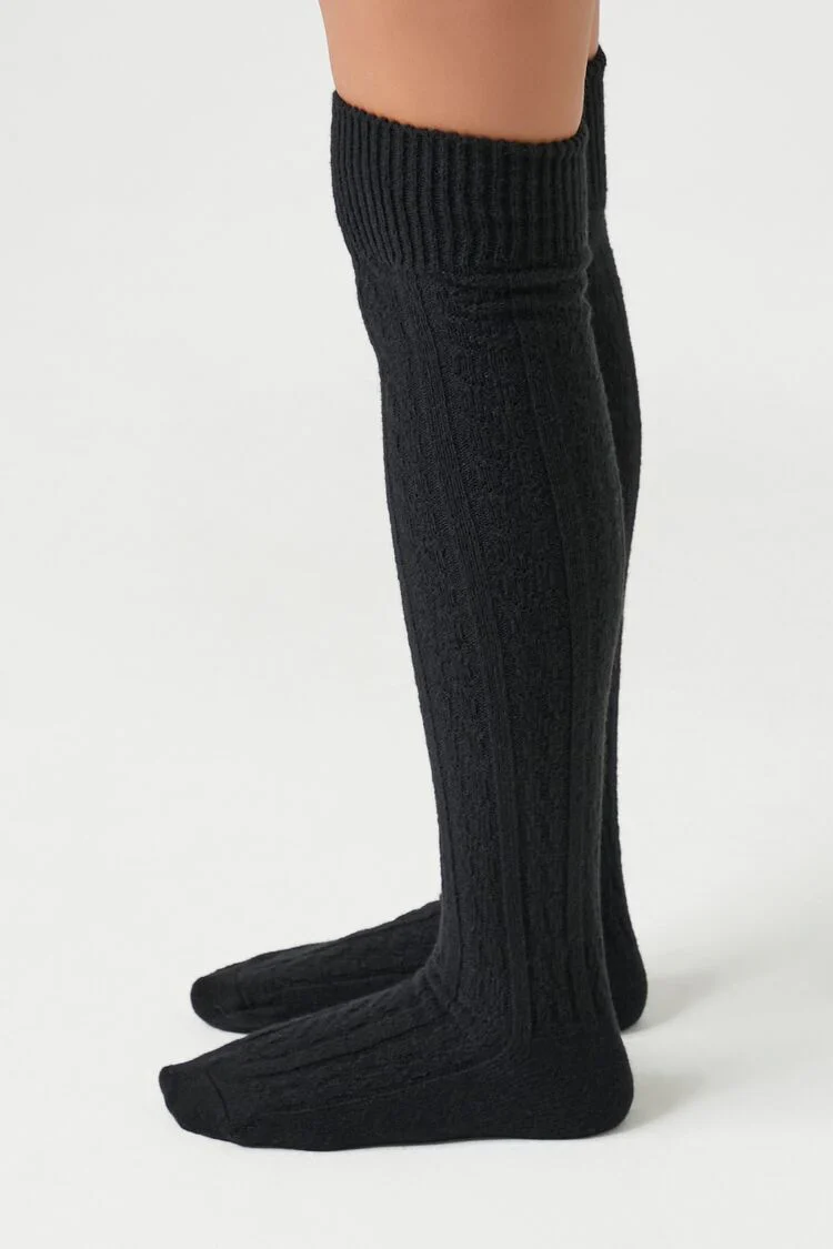 Cable Knit Knee-High Socks - Image 2