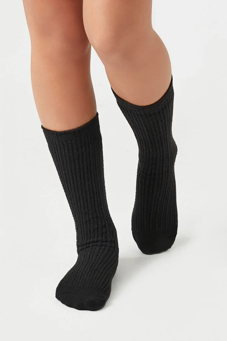 Pointelle Knit Crew Socks - Image 4