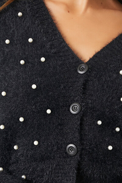 Faux Pearl Cardigan Sweater - Image 5
