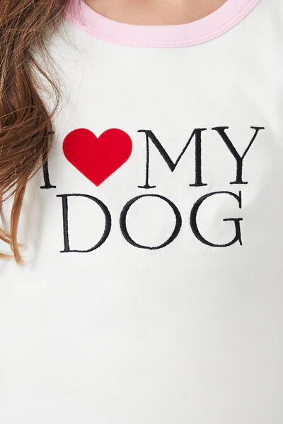 Girls I Heart My Dog Ringer Tee (Kids) - Image 5