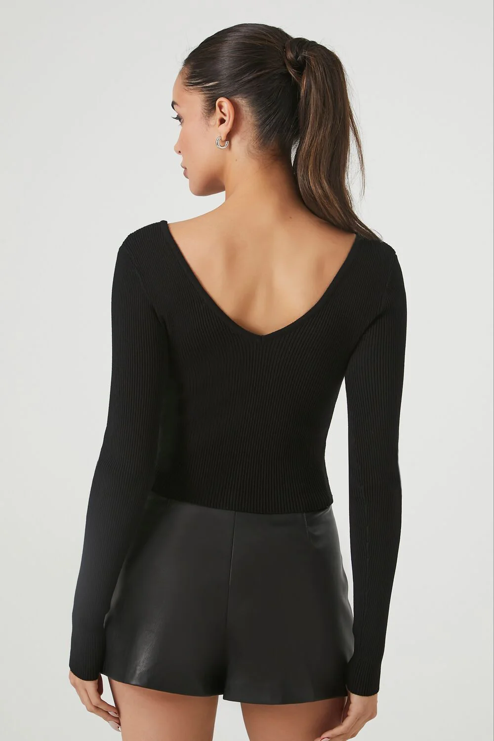Cropped Rib-Knit Sweater - Image 3