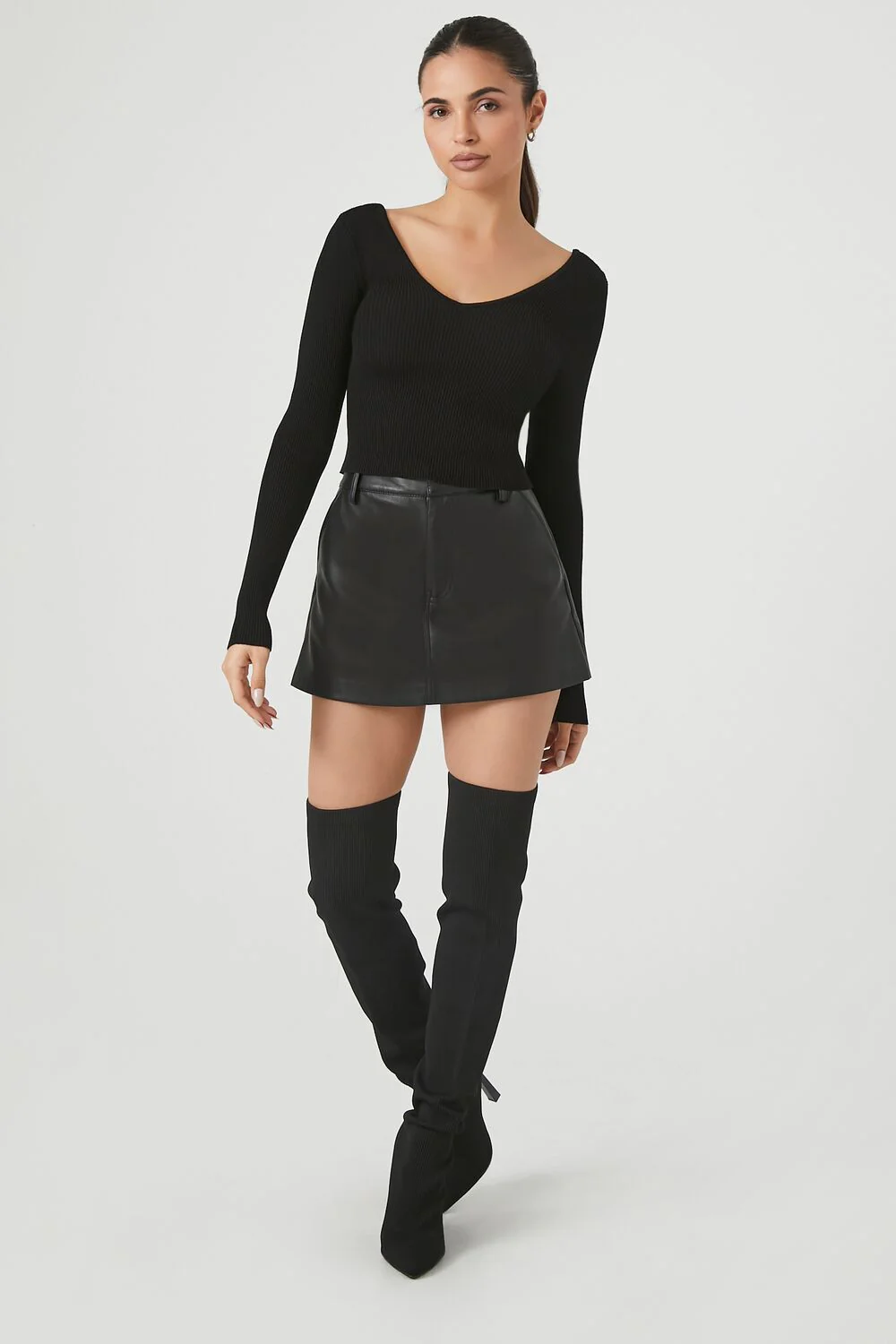 Cropped Rib-Knit Sweater - Image 4