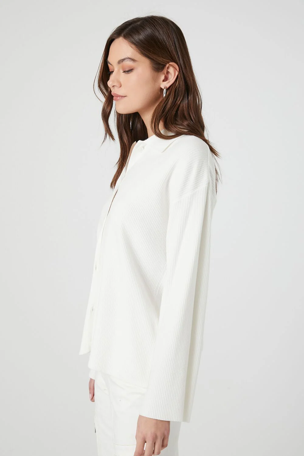 Ribbed Knit Long-Sleeve Shirt - Image 2