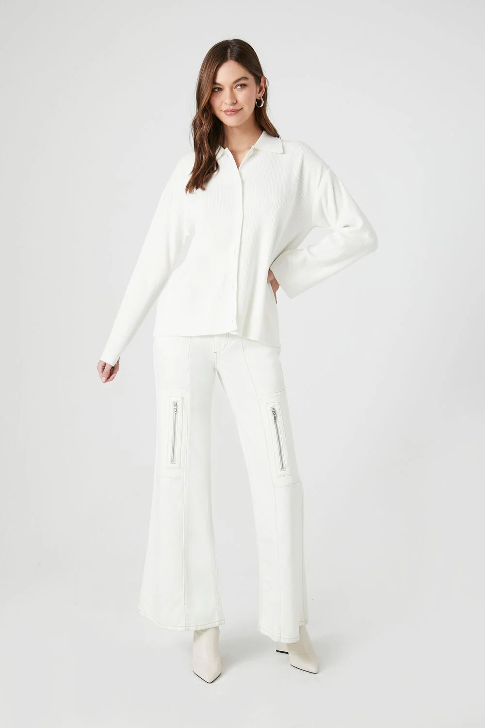 Ribbed Knit Long-Sleeve Shirt - Image 4