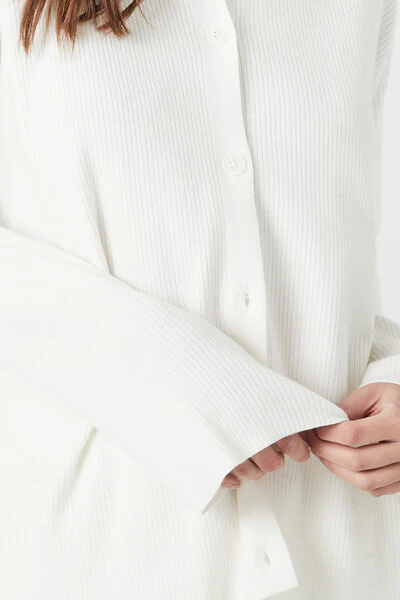 Ribbed Knit Long-Sleeve Shirt - Image 5