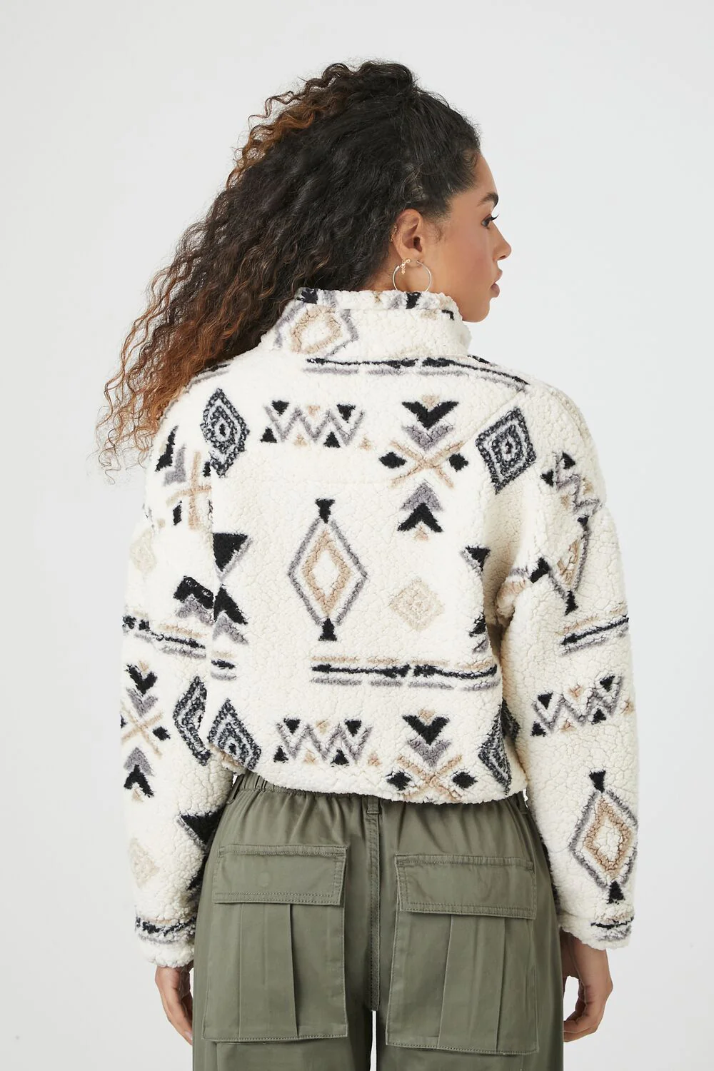 Geo Faux Shearling Half-Zip Pullover - Image 3