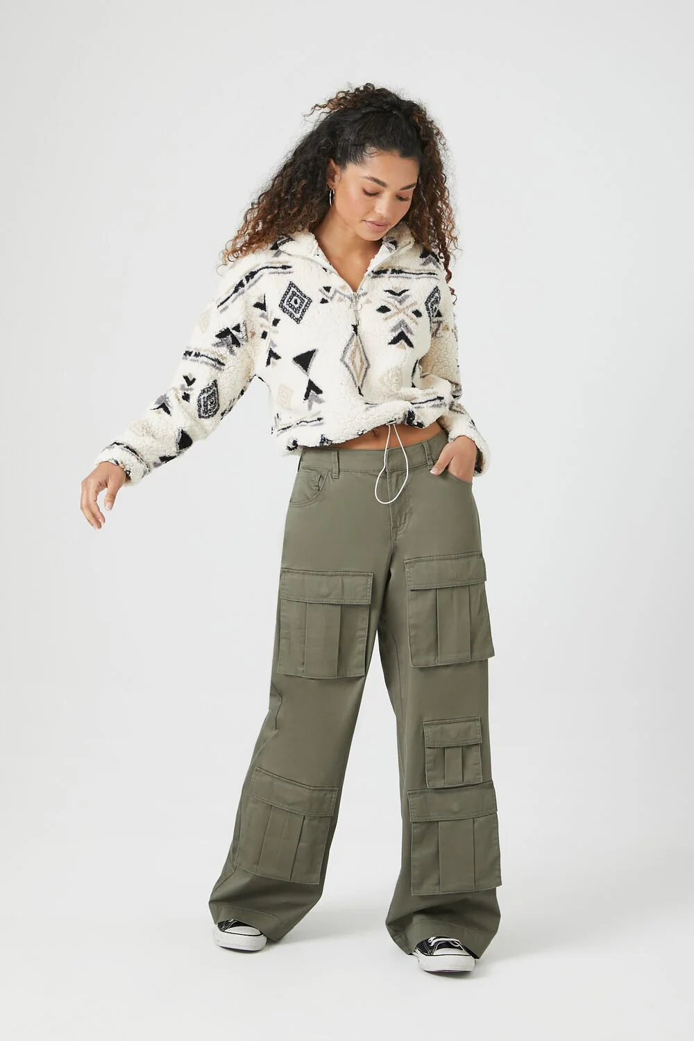 Geo Faux Shearling Half-Zip Pullover - Image 4