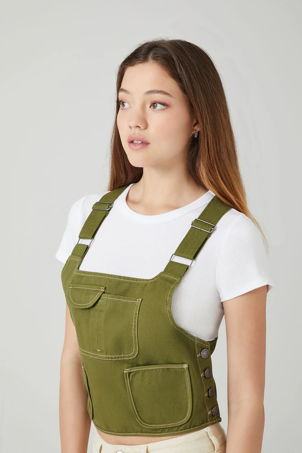 Twill Overall Crop Top - Image 2