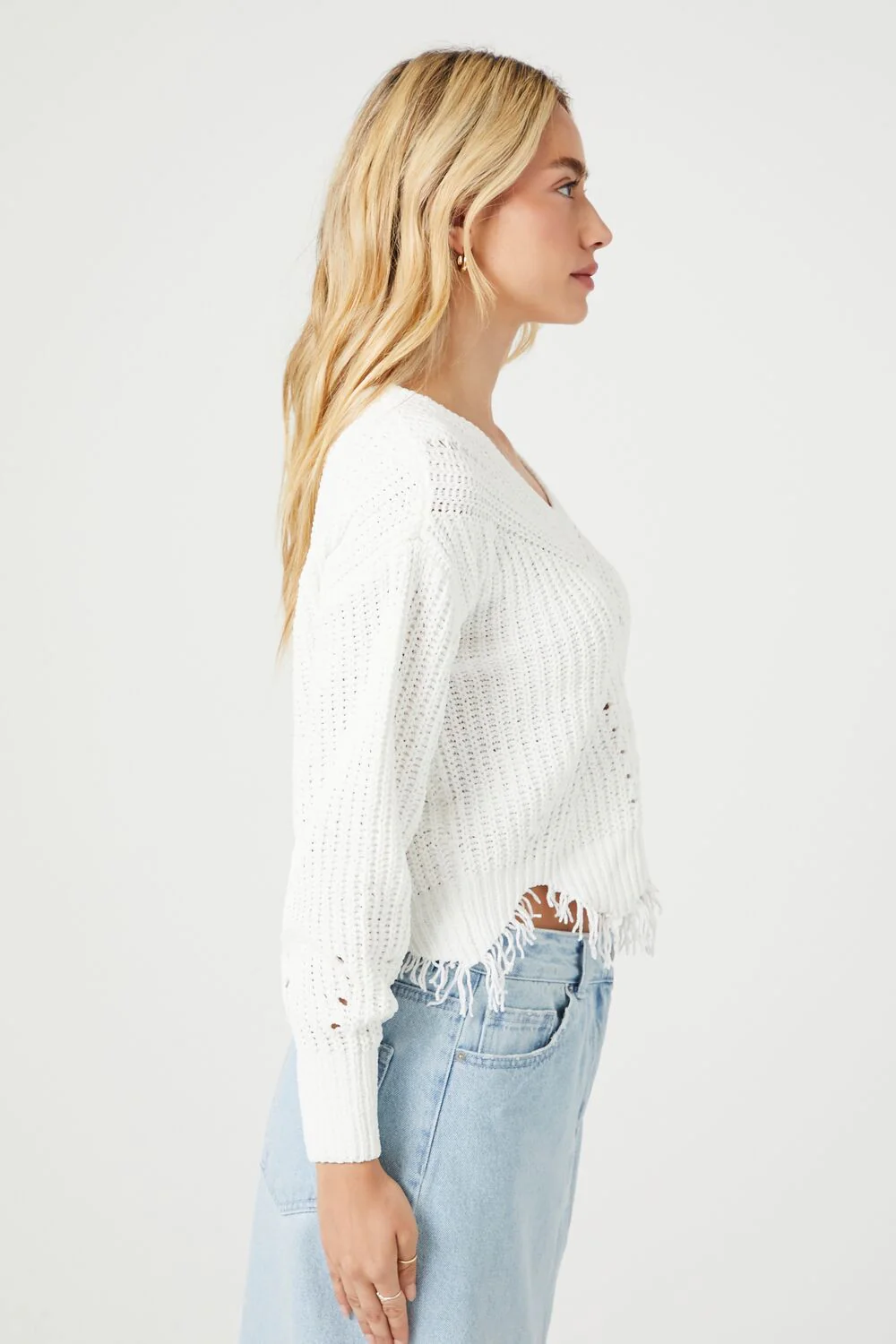 Distressed Sharkbite Cutout Sweater - Image 2