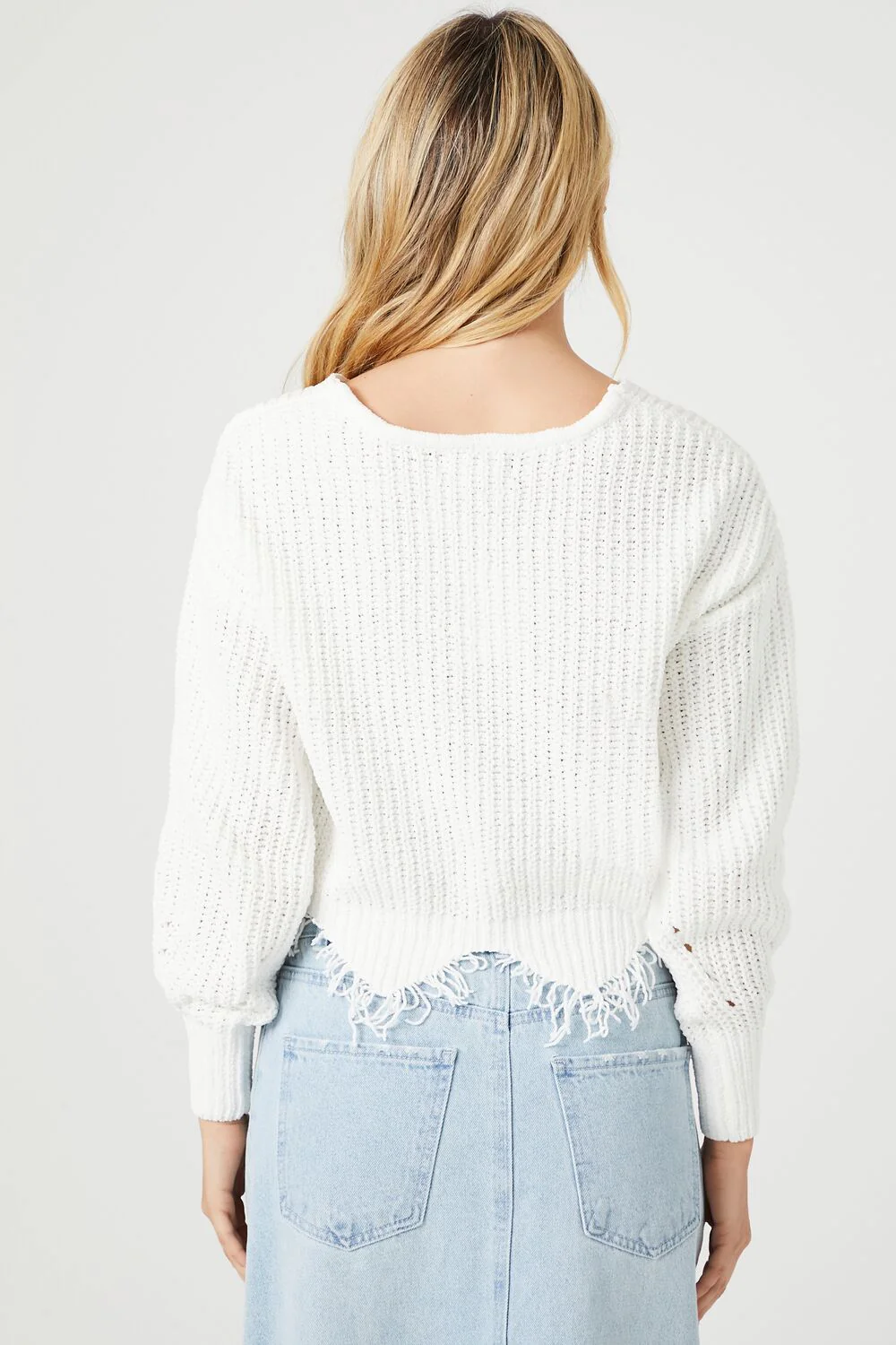 Distressed Sharkbite Cutout Sweater - Image 3