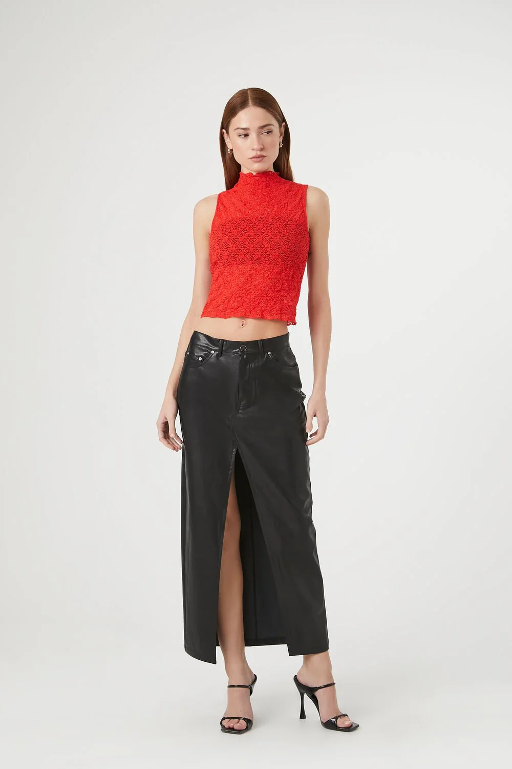 Mock Neck Lace Crop Top - Image 4