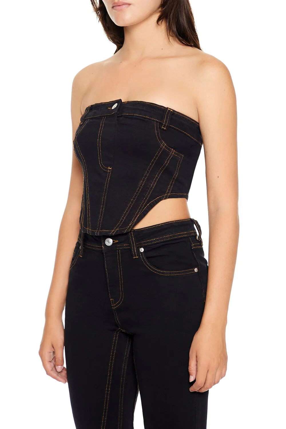 Reworked Denim Tube Crop Top - Image 2