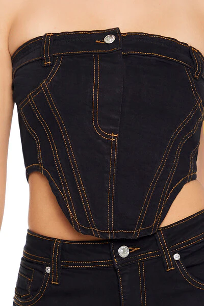 Reworked Denim Tube Crop Top - Image 5