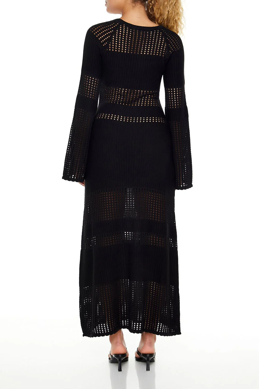Open-Knit Bell-Sleeve Sweater Dress - Image 16