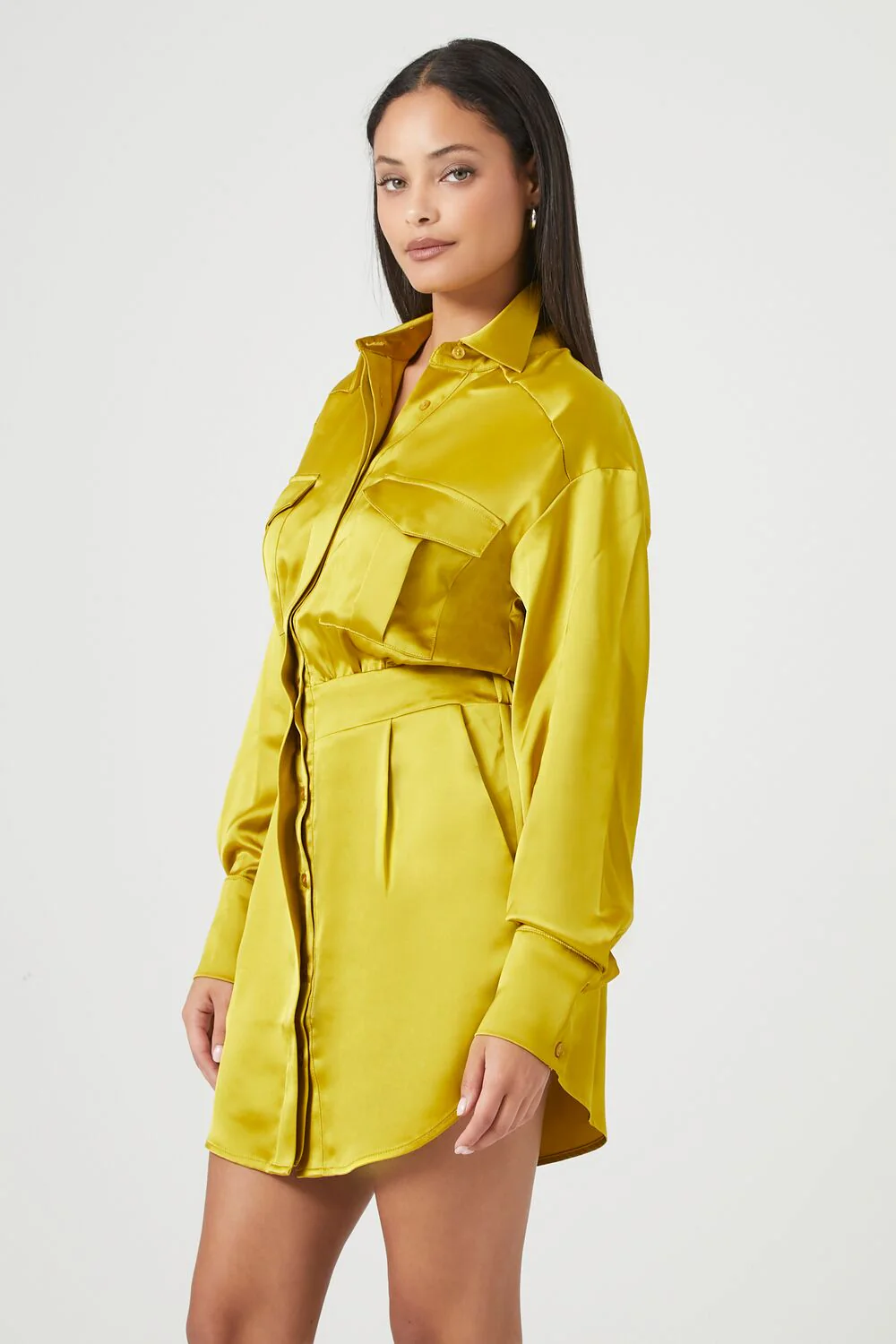 Satin Shirt Mini Dress - Image 2