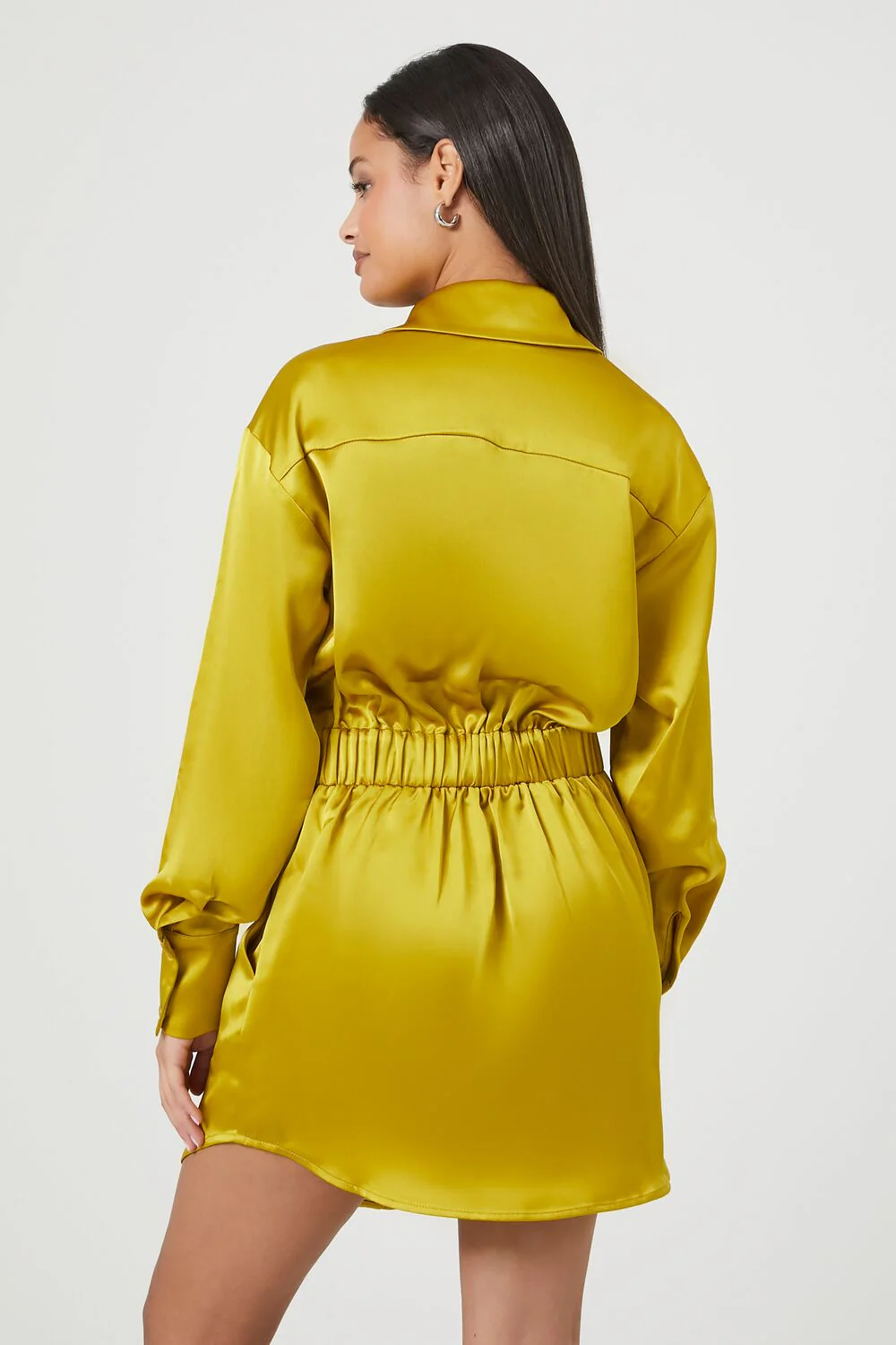 Satin Shirt Mini Dress - Image 3