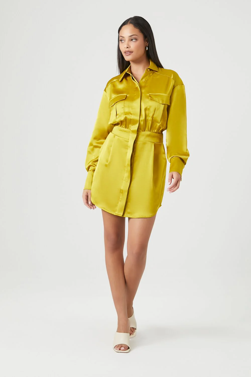 Satin Shirt Mini Dress - Image 4