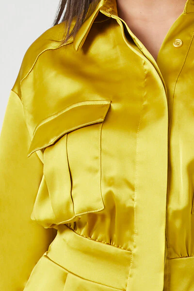 Satin Shirt Mini Dress - Image 5