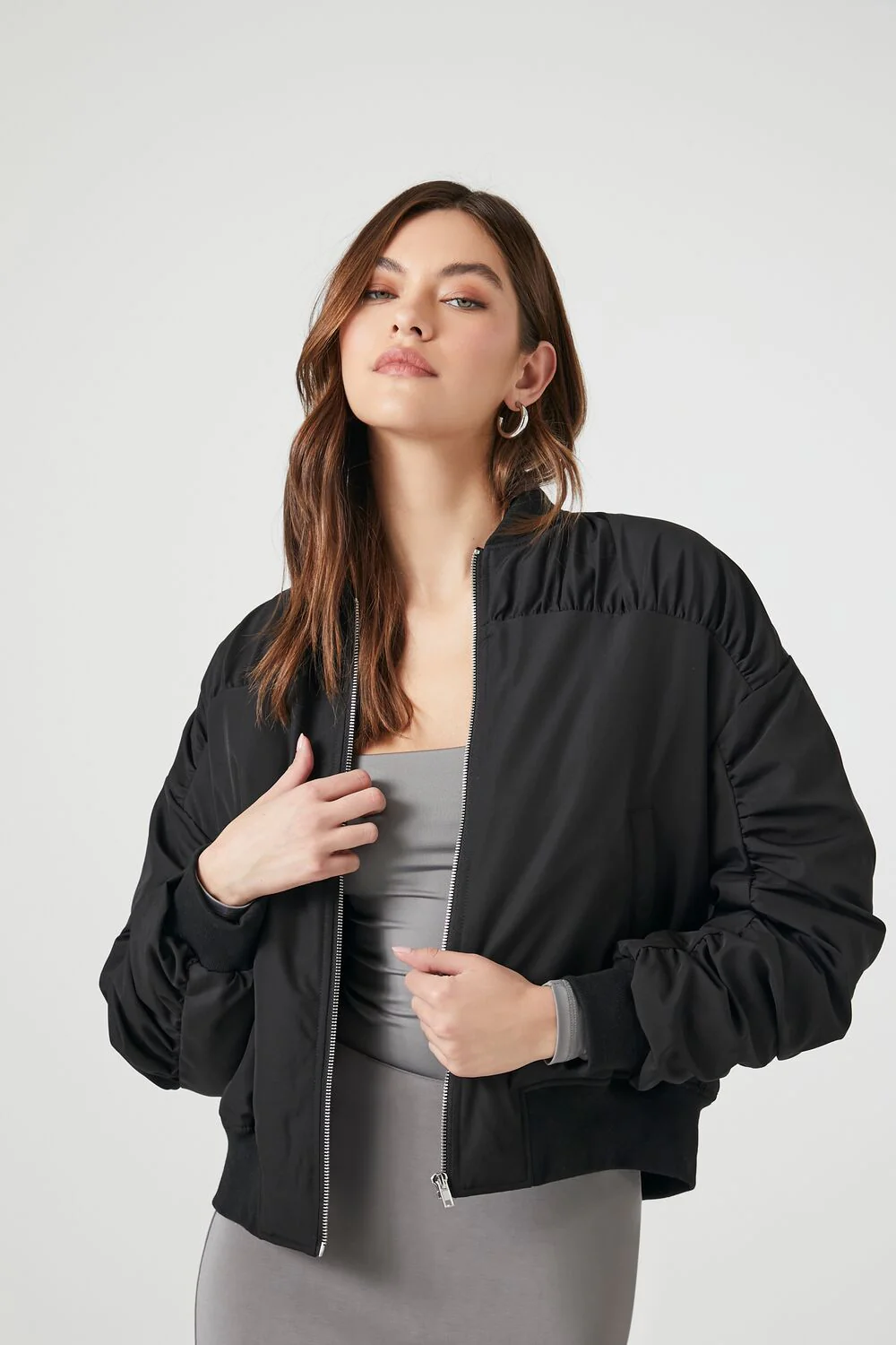 Ruched Bomber Jacket - Image 5