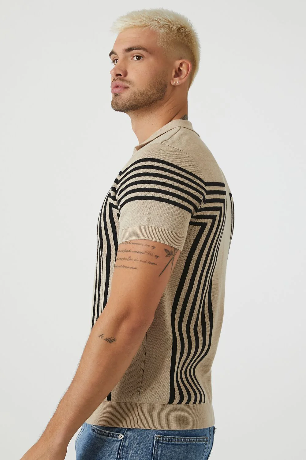 Geo Sweater-Knit Polo Shirt - Image 2