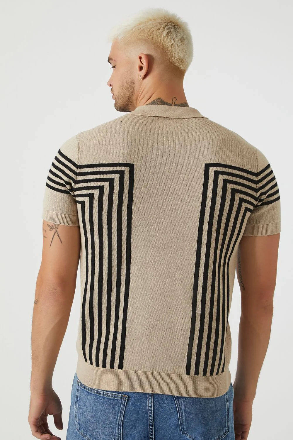 Geo Sweater-Knit Polo Shirt - Image 3