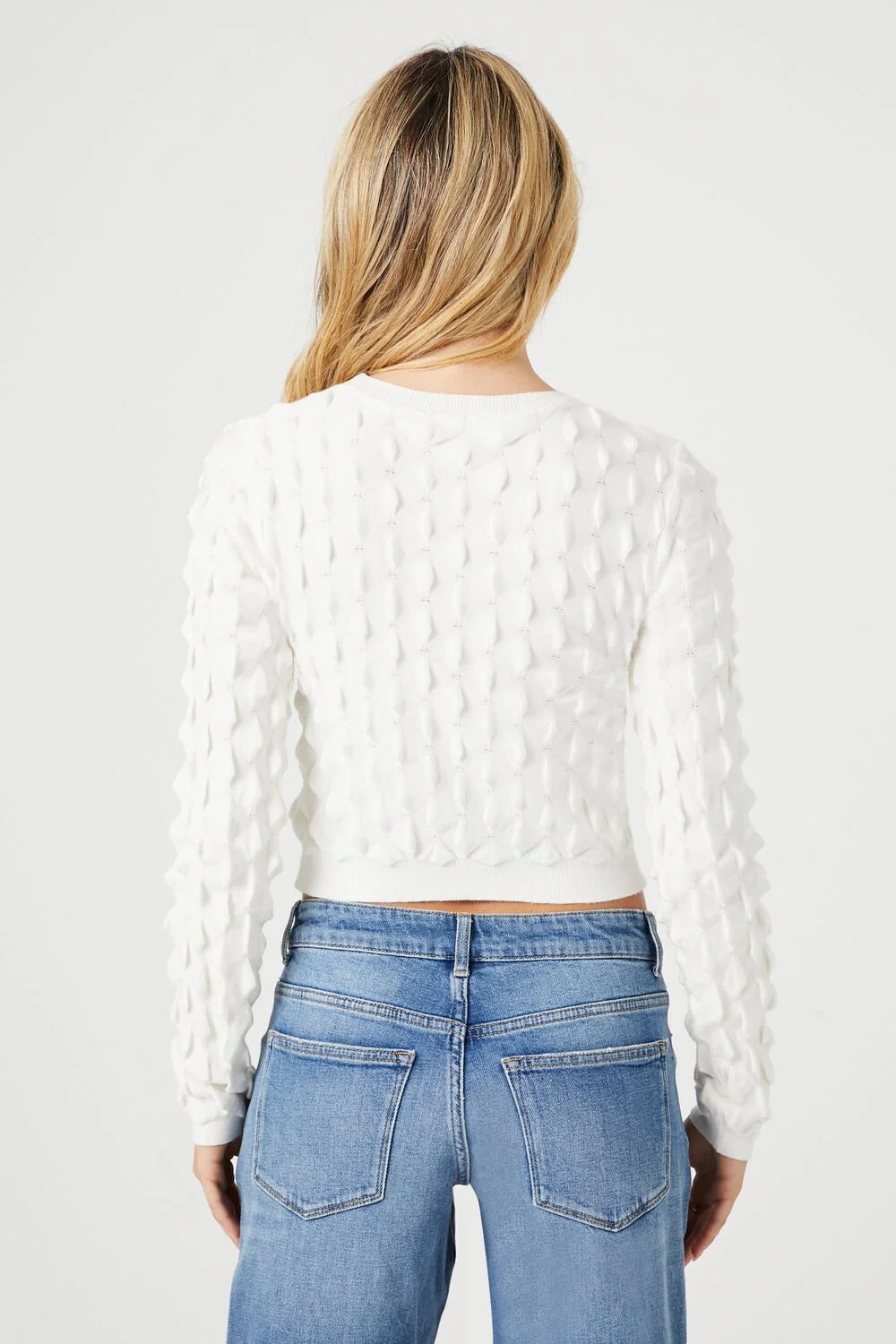 Textured Cropped Sweater - Image 3