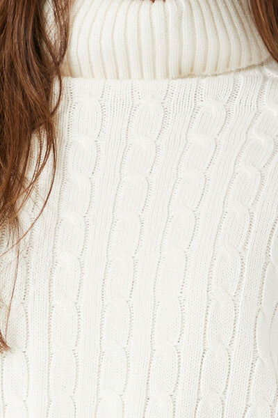 Cable Knit Turtleneck Cropped Sweater - Image 5
