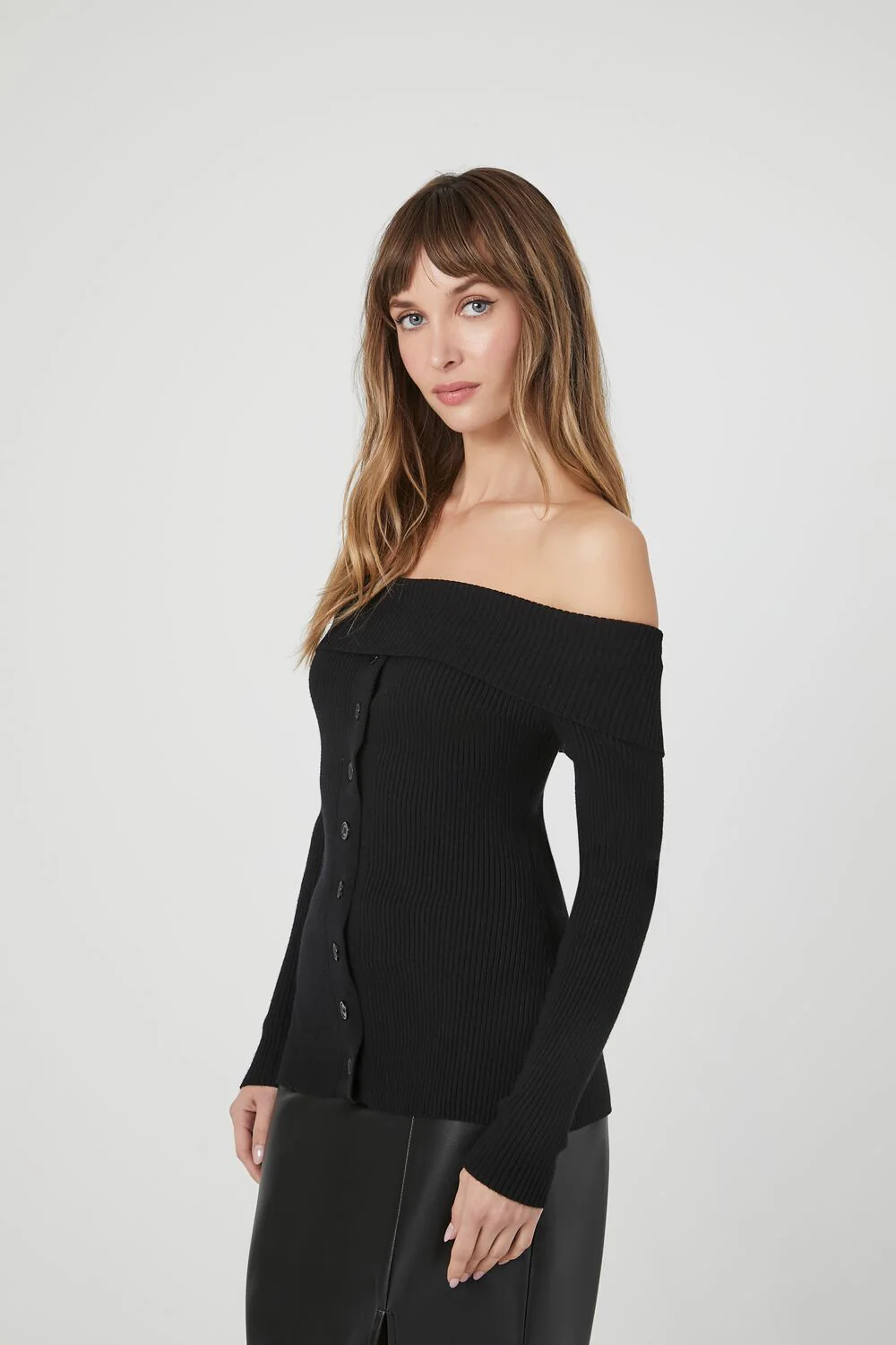 Off-the-Shoulder Foldover Sweater - Image 2