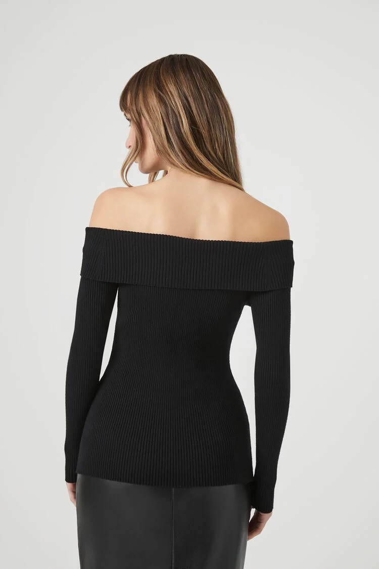 Off-the-Shoulder Foldover Sweater - Image 3