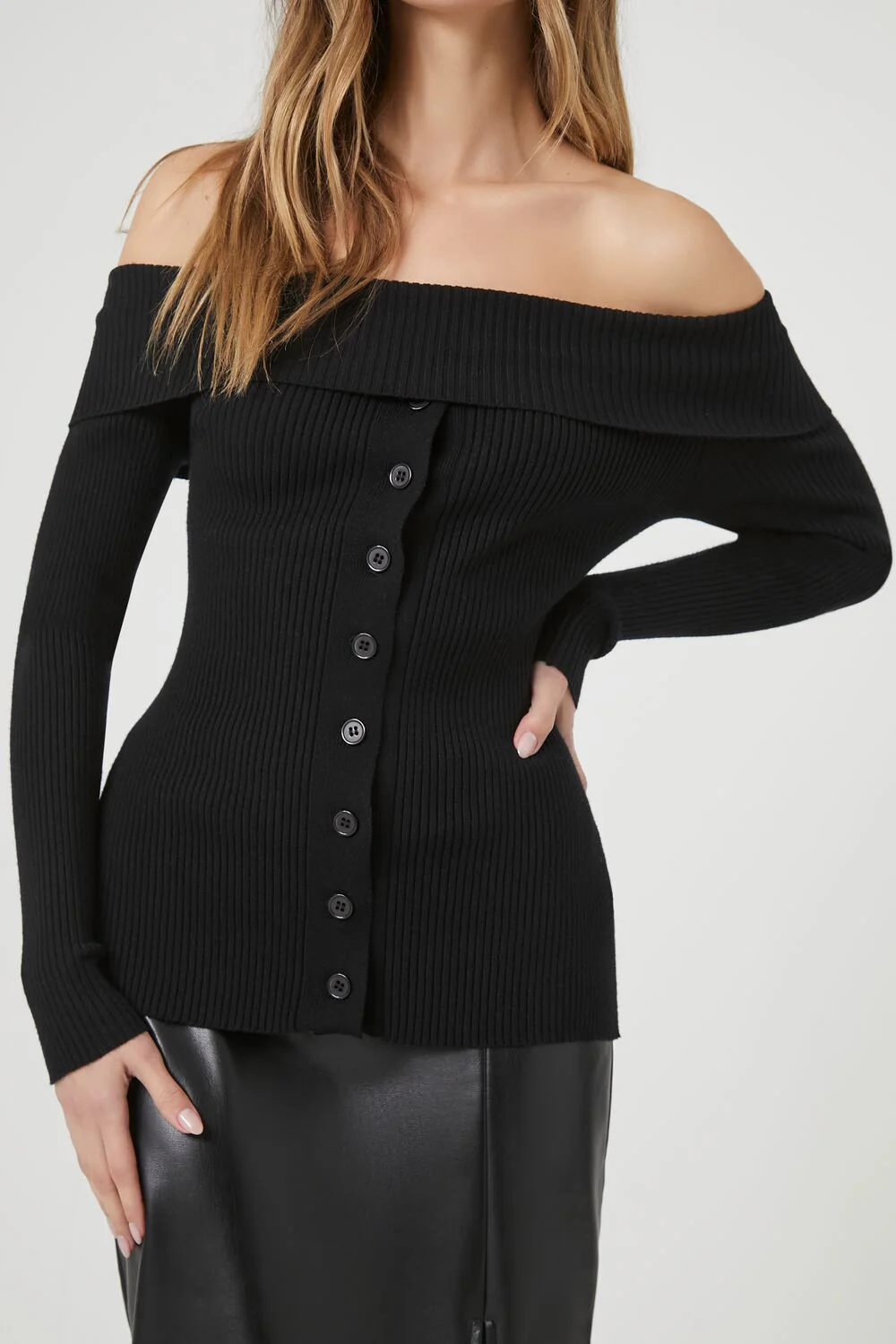 Off-the-Shoulder Foldover Sweater - Image 5