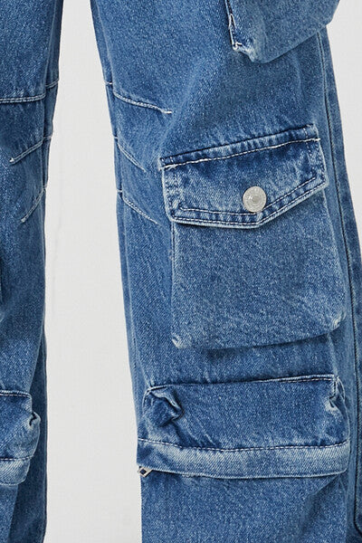 Girls Wide-Leg Cargo Jeans (Kids) - Image 6