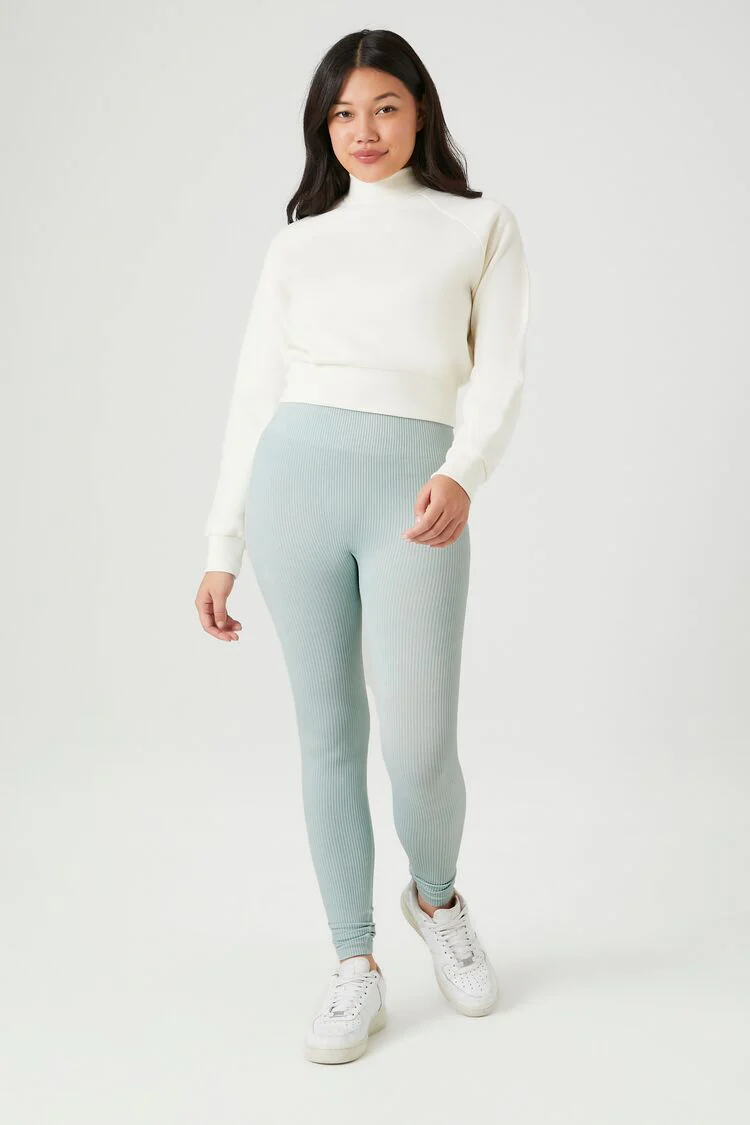 Seamless Ribbed Knit Leggings - Image 16