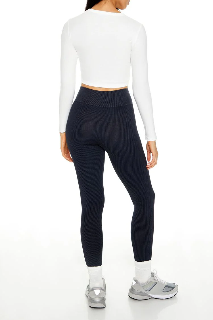 Seamless Ribbed Knit Leggings - Image 4