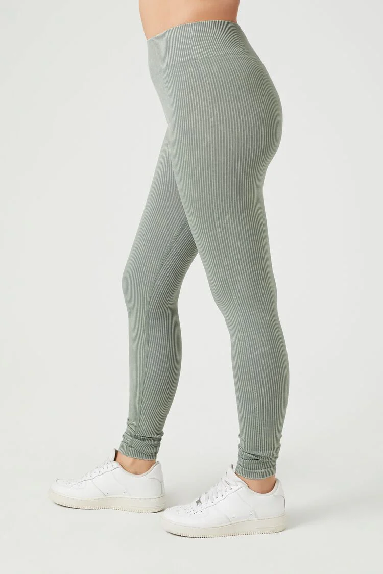 Seamless Ribbed Knit Leggings - Image 8