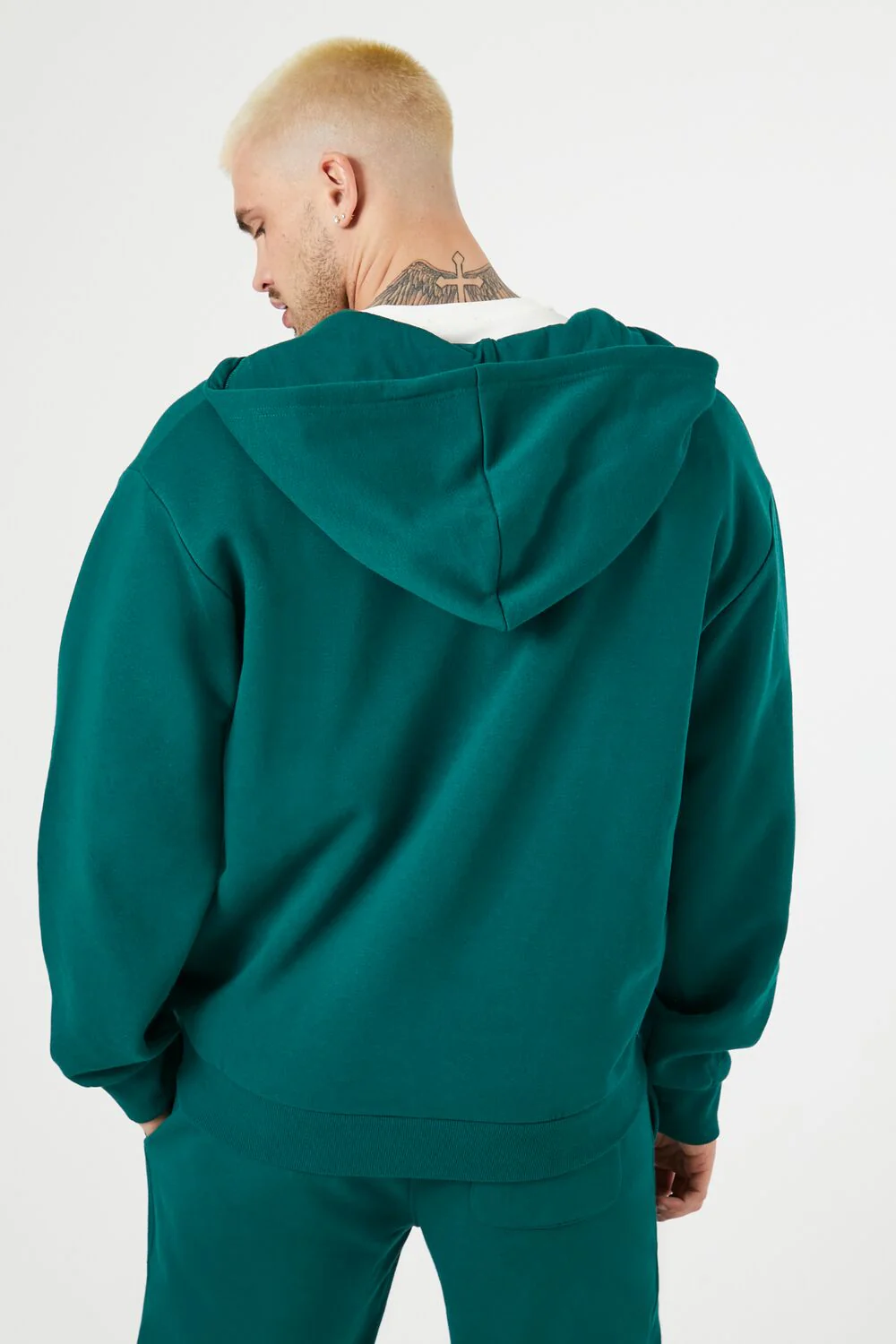 Fleece Drawstring Zip-Up Hoodie - Image 3