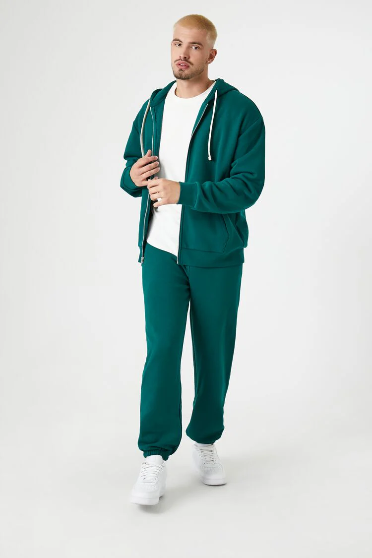 Fleece Drawstring Zip-Up Hoodie - Image 4
