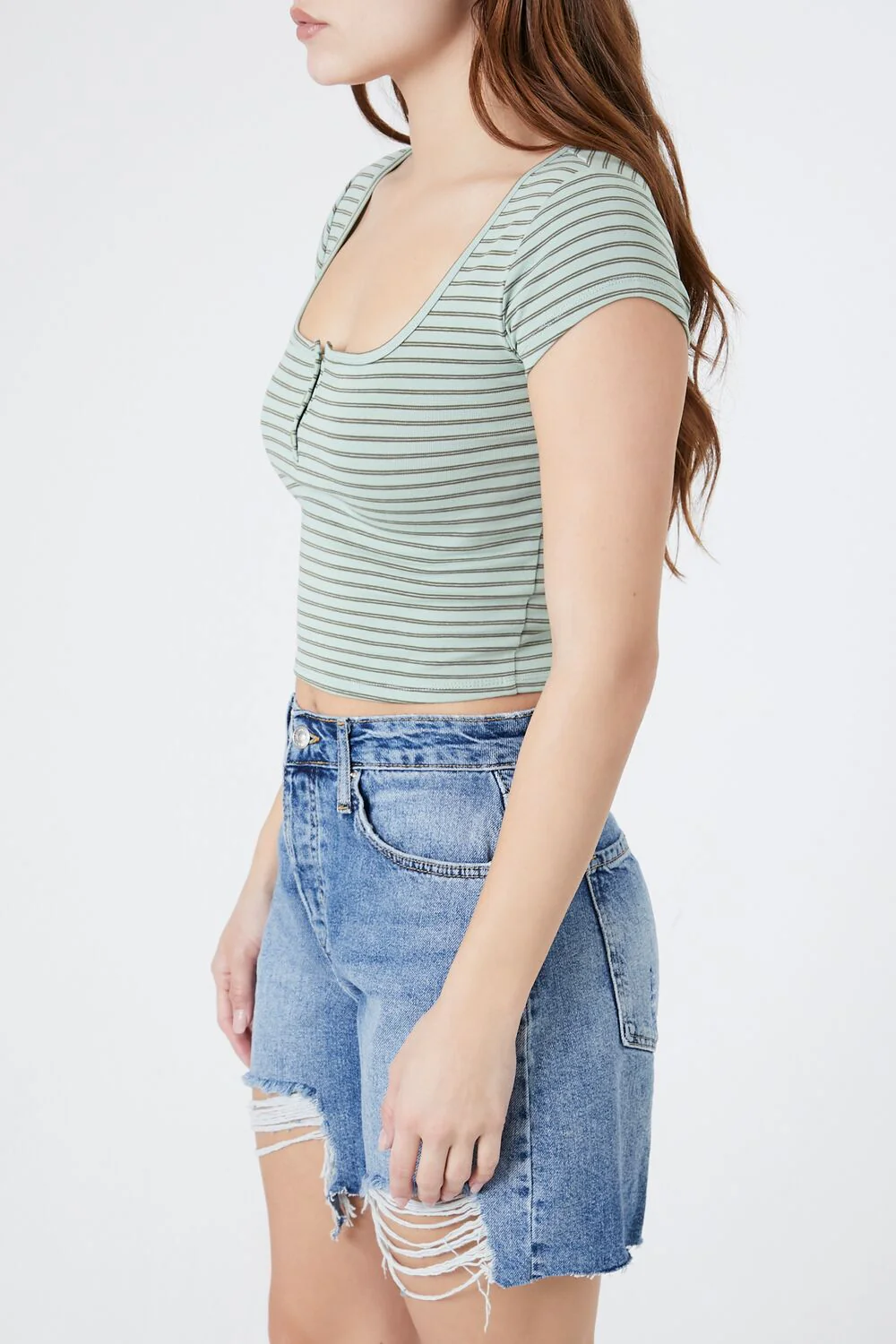 Cropped Stripe Tee - Image 2