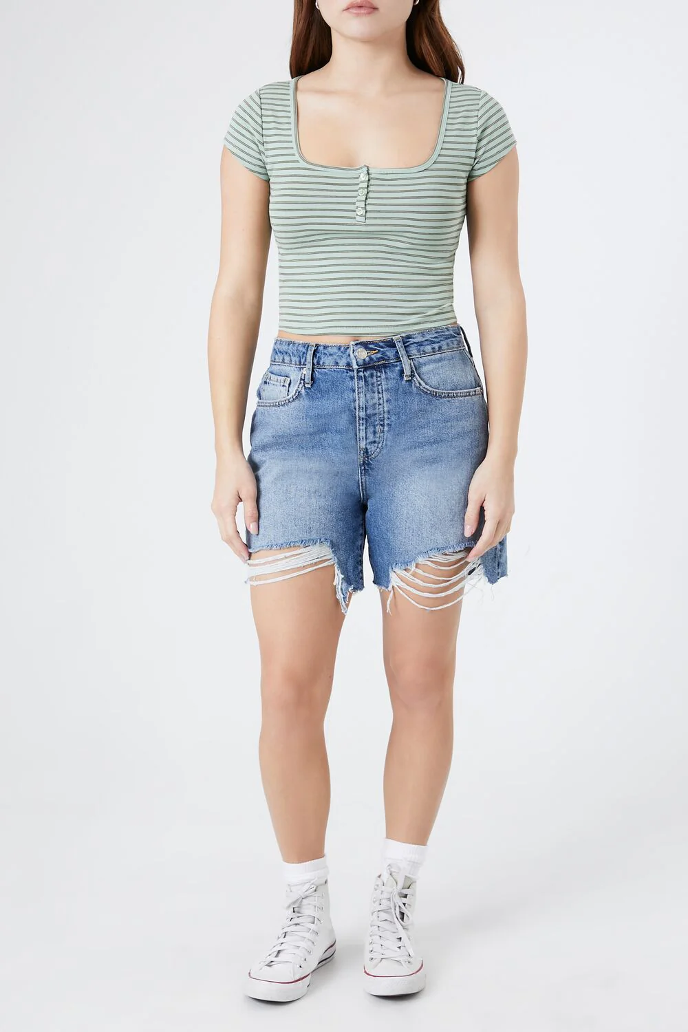 Cropped Stripe Tee - Image 4