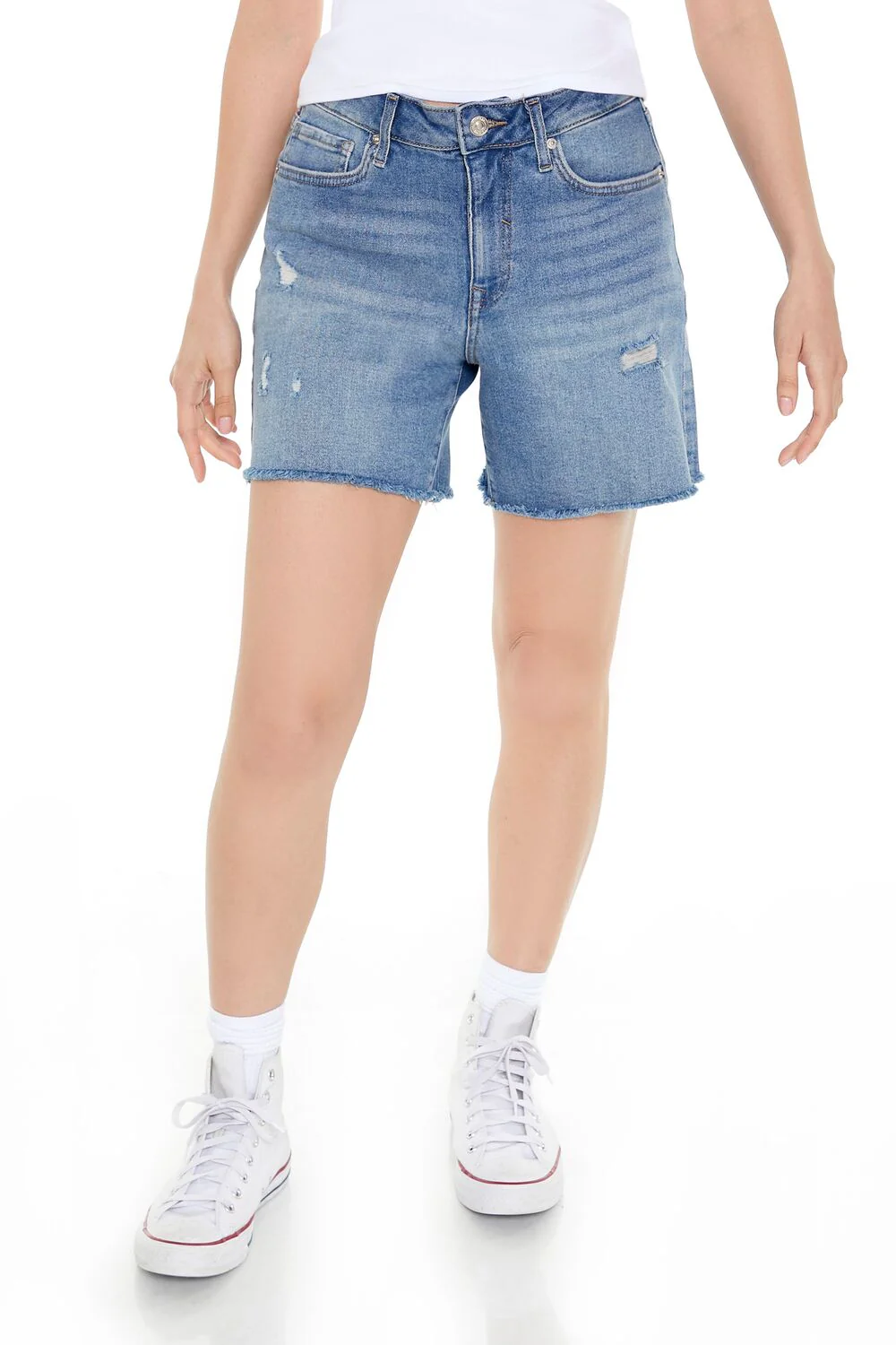 Distressed Denim Bermuda Shorts - Image 2