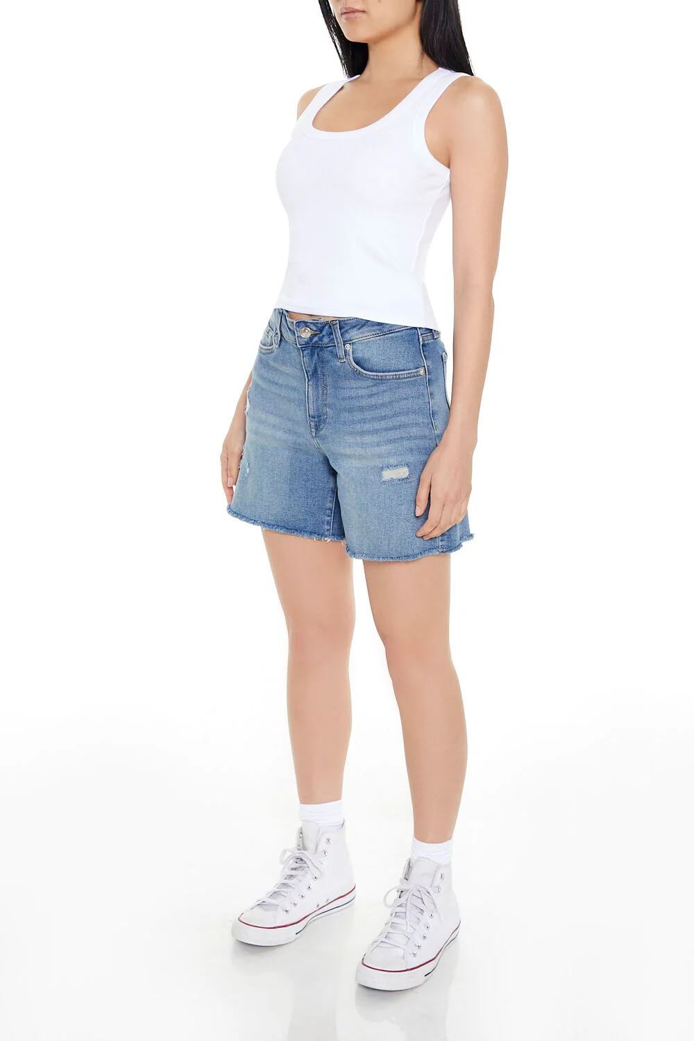 Distressed Denim Bermuda Shorts - Image 3