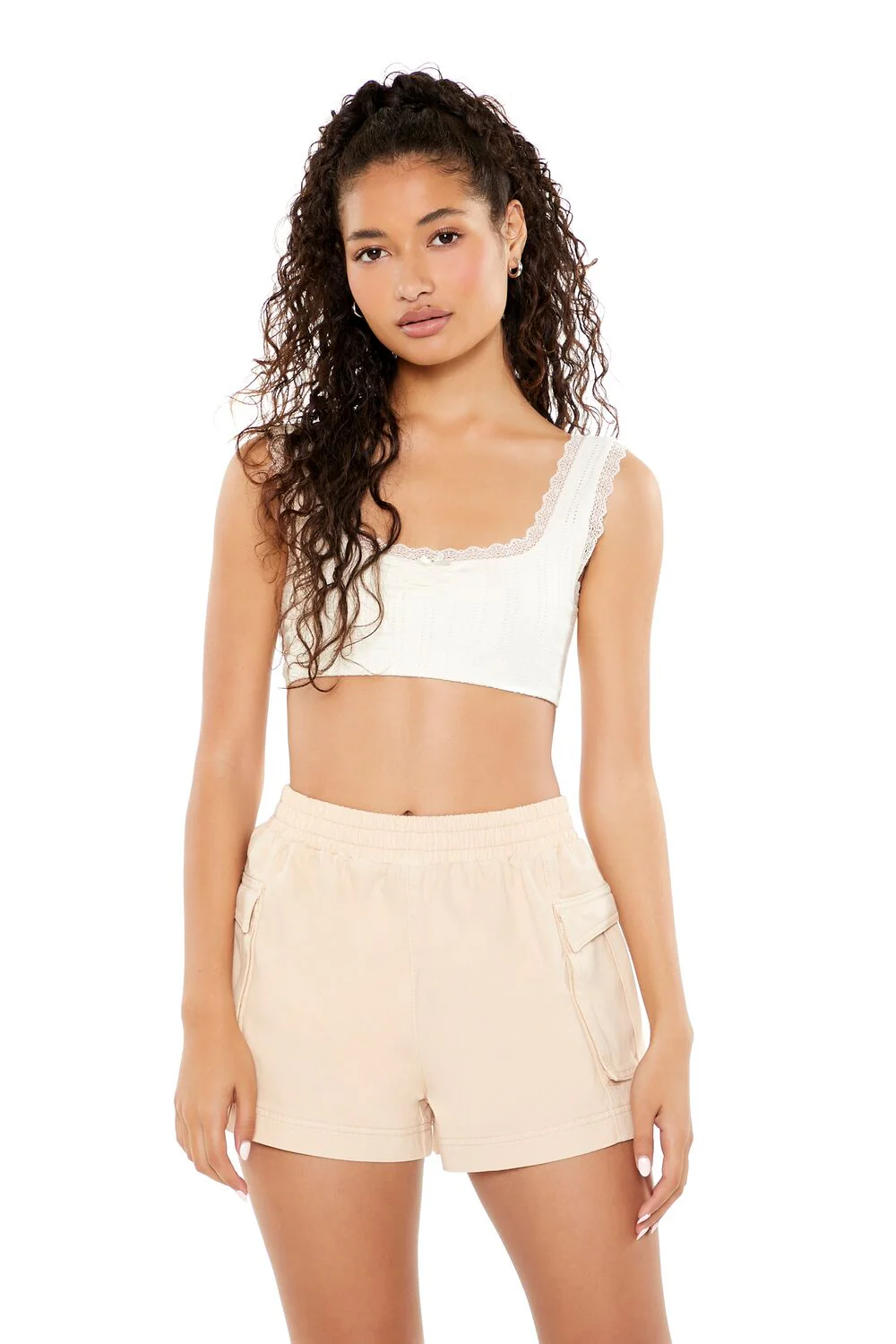 Twill High-Rise Cargo Shorts - Image 9